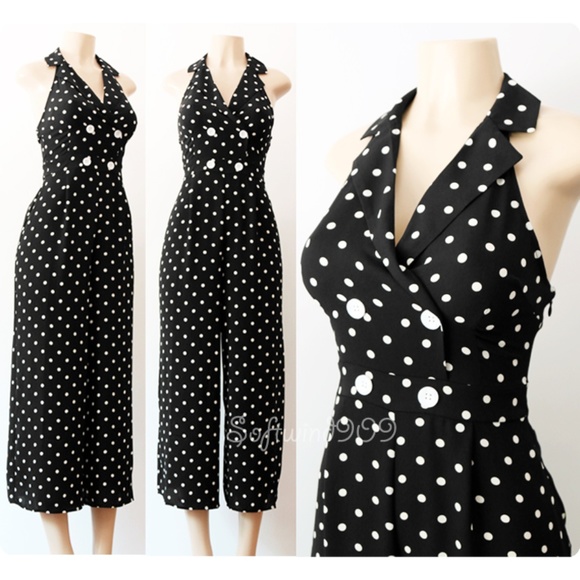 Forever 21 Dresses & Skirts - Last☝️Polka Dot Retro Halter Crop Culotte Jumpsuit